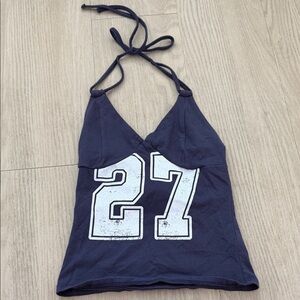 Target Navy Halter Crop Top with White '27' Graphic